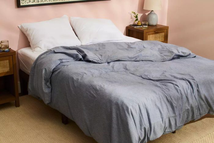 The Bare Home Duvet Cover elegantly displayed on a bed in a cozy bedroom setting