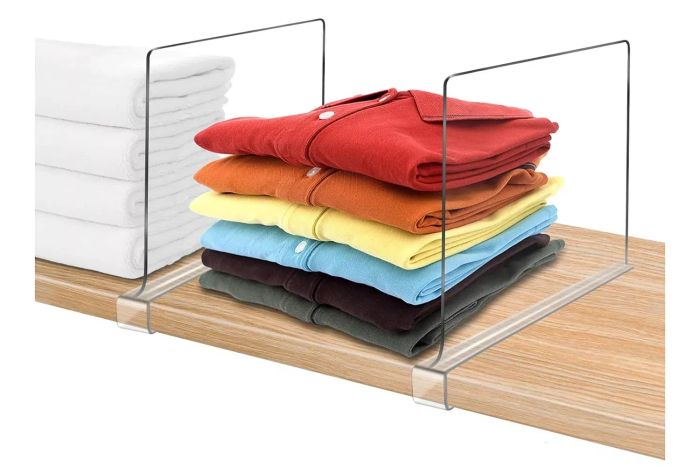 Amazon OMGelic Acrylic Shelf Dividers for Closet Organization, 6-Piece Set for Shelf Organization and Wood Closet Separation