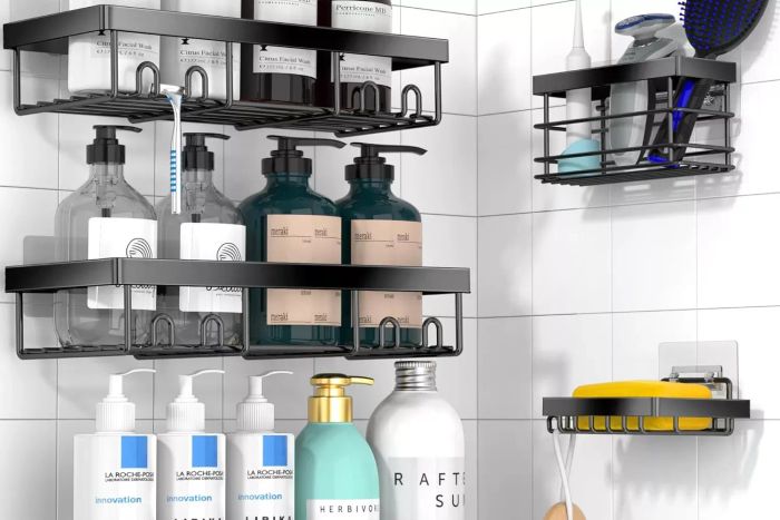 Moforoco Adhesive Shower Caddy Organizer Shelves Rack