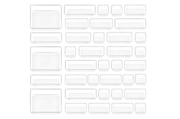 Vtopmart 37-Piece Clear Plastic Drawer Organizers Set