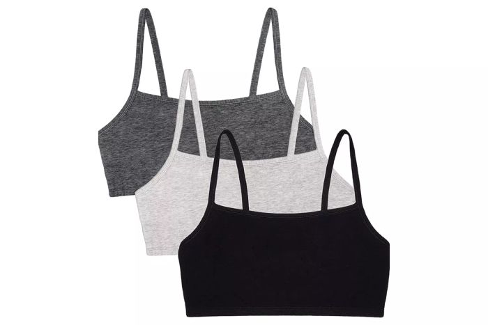 Amazon Fruit of The Loom Women's Spaghetti Strap Cotton Pull Over 3 Pack Sports Bra