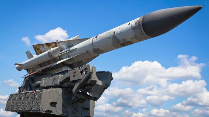 A missile soaring through the sky.