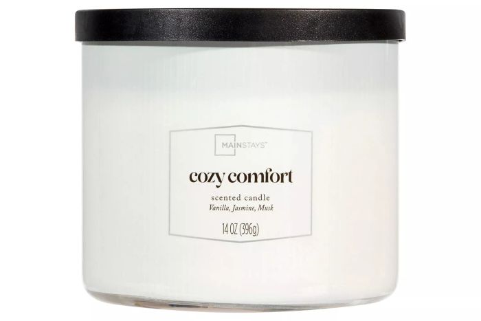 Amazon Mainstays Cozy Comfort Scented Candle with Textured Wrap and 3 Wicks
