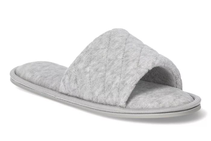 Joyspun Women's Quilted Velvet Single Band Slide Slippers from Amazon