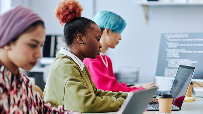 Gen Z colleagues working on their laptops