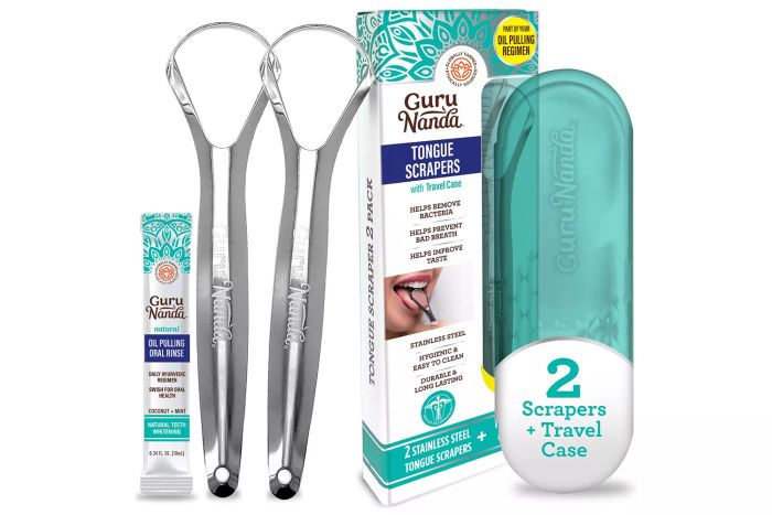 GuruNanda Stainless Steel Tongue Scraper from Amazon
