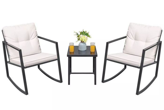 Amazon Greesum 3 Pieces Rocking Wicker Bistro Set