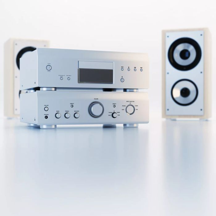 A home audio system featuring two-way speakers