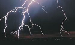 Lightning in a darkened sky
