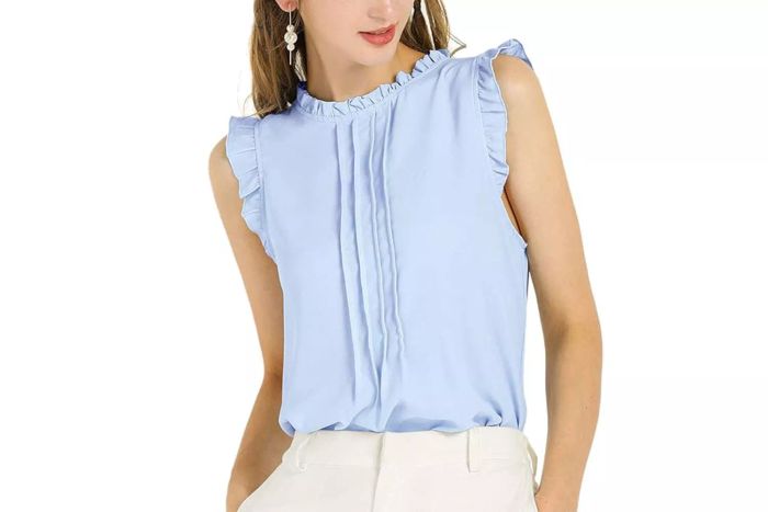Amazon Allegra K Women’s Ruffled Business Office 1950s Vintage Sleeveless Work Blouses