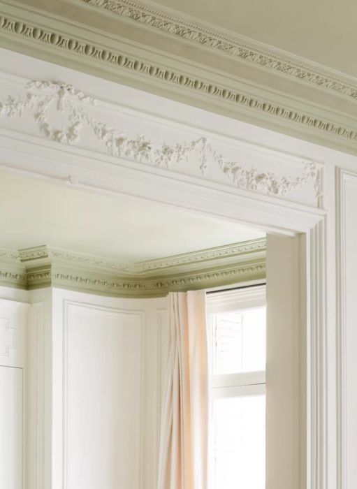 Crown molding painted light green