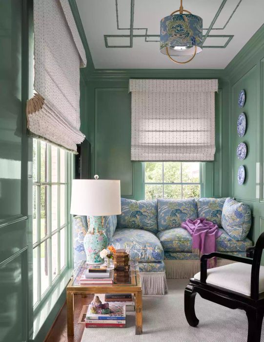 Crown molding in the sunroom
