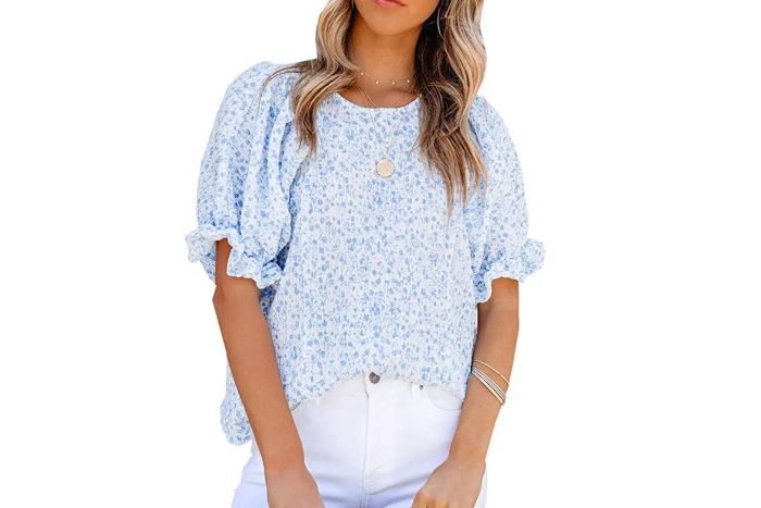 Dokotoo Floral Print Blouses for Women with Crewneck Design