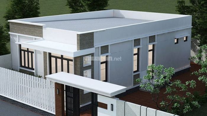 Mẫu nhà cấp 4 5×15 2 phòng ngủ với mái tôn