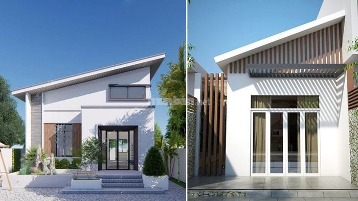 Mẫu nhà cấp 4 5×15 2 phòng ngủ với mái lệch