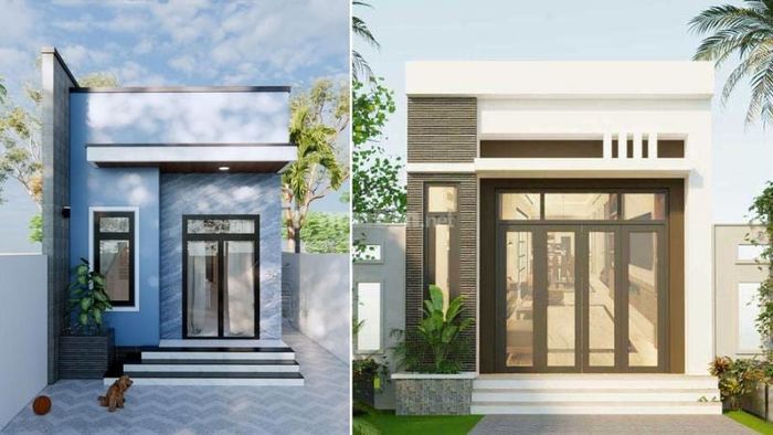 Mẫu nhà cấp 4 5×15 2 phòng ngủ với mái bằng