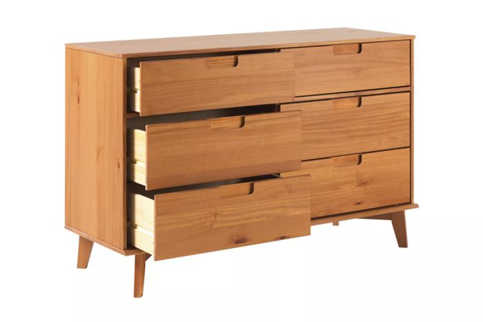 Bazilijus Solid Wood Groove 6-Drawer Double Dresser
