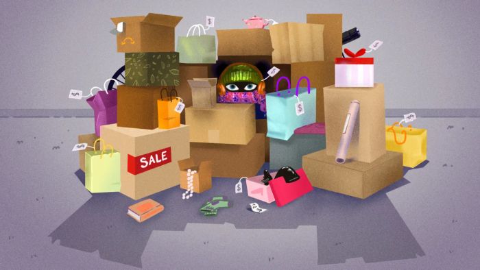 Depiction of compulsive shopping behavior
