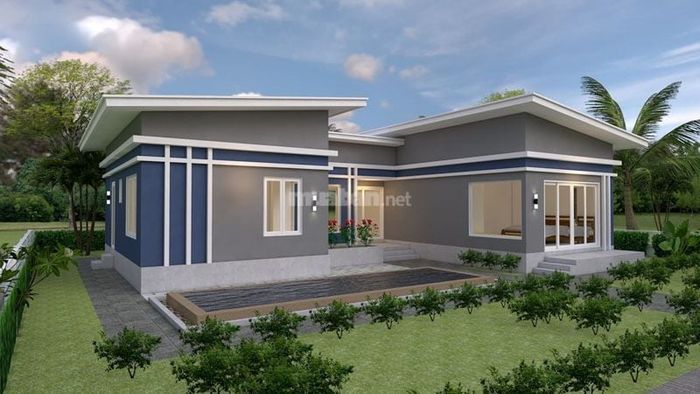 Nhà cấp 4 kiểu chữ U kết hợp sân vườn xanh mát, tạo không gian thoáng đãng
