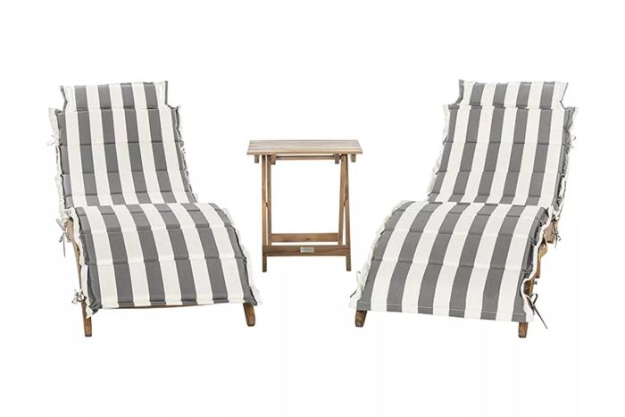 Amazon SAFAVIEH Outdoor Stripe Cushion 3-Piece Chaise Lounge Set