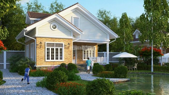 Nhà cấp 4 mái Thái 3 phòng ngủ 120m2 kết hợp sân vườn rợp bóng cây xanh mát mẻ