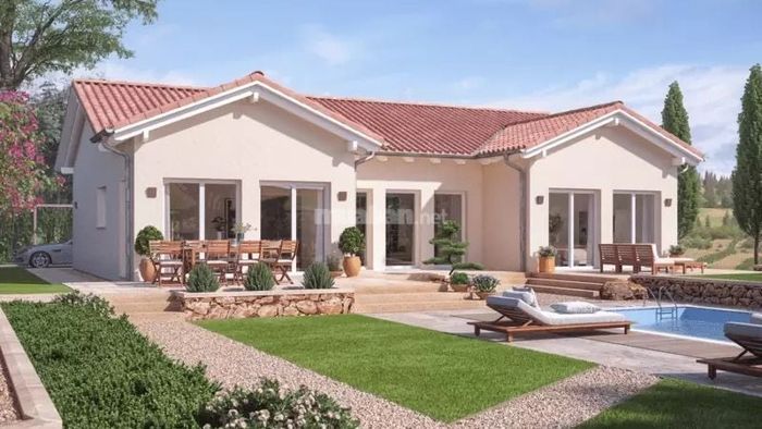 Nhà cấp 4 mái Thái với thiết kế hiện đại và hồ bơi tiện nghi