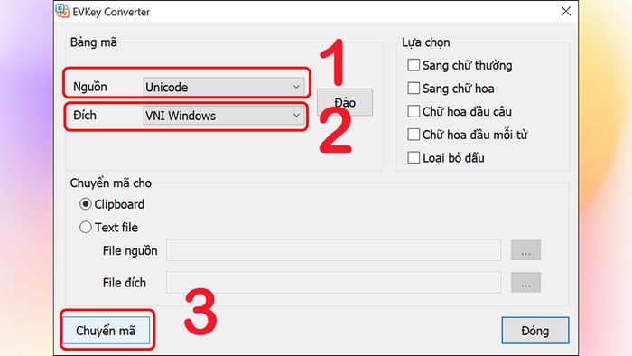 Cách cấu hình UniKey: Chuyển đổi font chữ Tiếng Việt - Bước 3