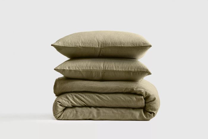 European Linen Waffle Duvet Cover Set