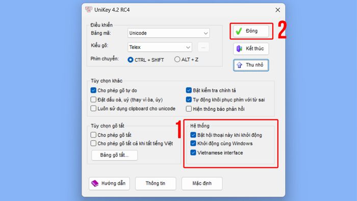 Thiết lập UniKey khởi động cùng Windows