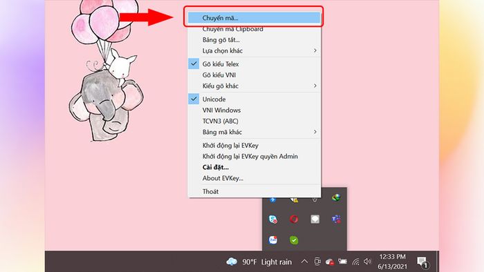 Cách cấu hình UniKey: Chuyển đổi font chữ Tiếng Việt - Bước 2