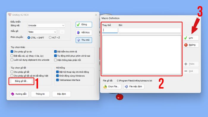 Cách cấu hình UniKey: Tận dụng bảng gõ tắt