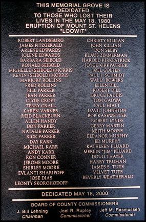 A memorial for the tragic eruption of Mount St. Helens.