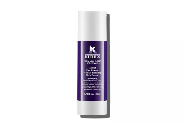 Kiehl’s Fast Release Wrinkle-Reducing 0.3% Retinol Night Serum offers a powerful solution for reducing wrinkles and revitalizing skin with a potent formula.