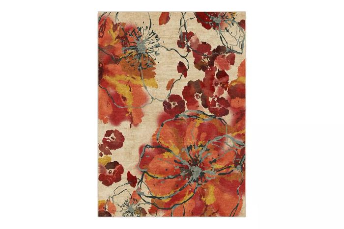 Ruggable Watercolor Floral Coral Rug