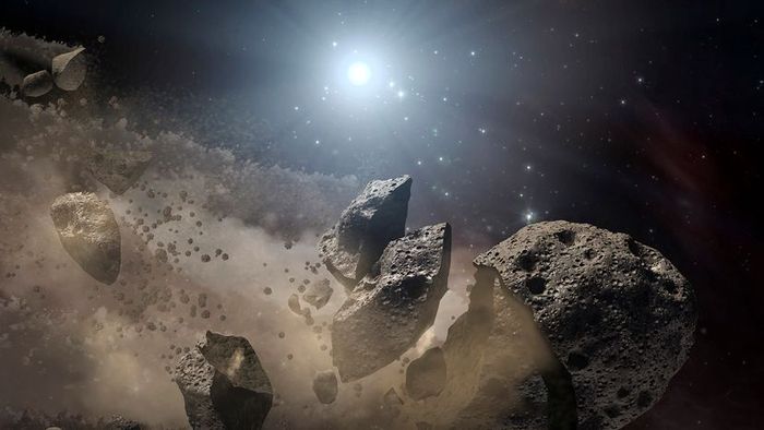 a white dwarf star accompanied by a crumbling asteroid