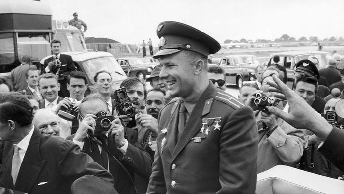 Yuri Gagarin Welcoming Enthusiastic Crowds in London