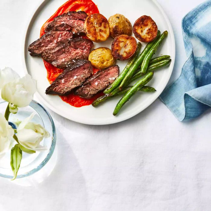 Hanger Steak Paired with Roasted Red Pepper Sauce