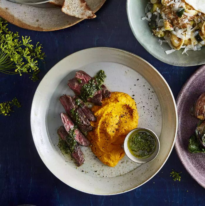 Hanger Steak With Buttery Mashed Carrots