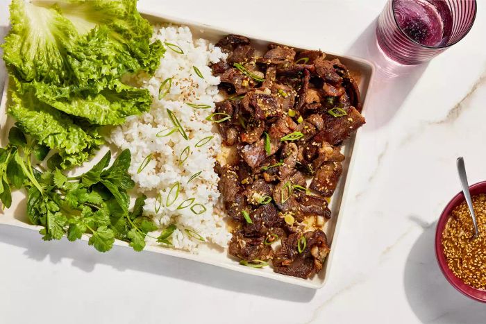 Steak Lettuce Wraps with Sesame and Scallions