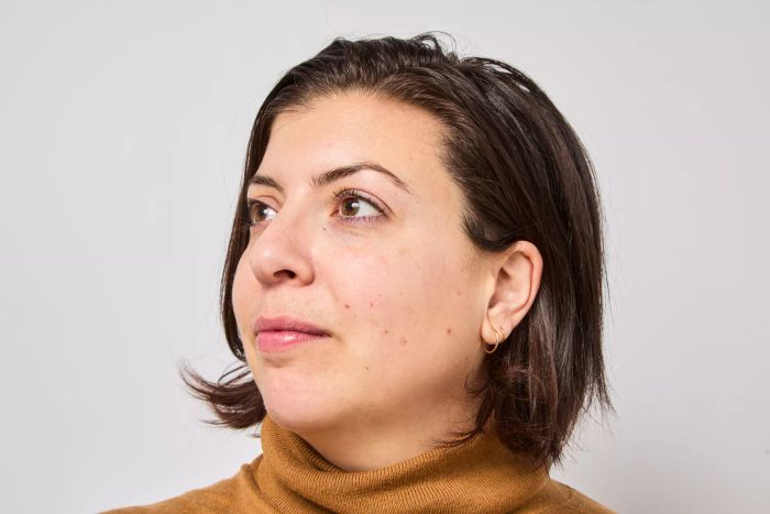 A person before using Tower 28 SunnyDays SPF 30 Tinted Sunscreen