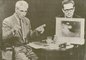 A famous image of George Adamski, the renowned figure in UFO contactee lore.