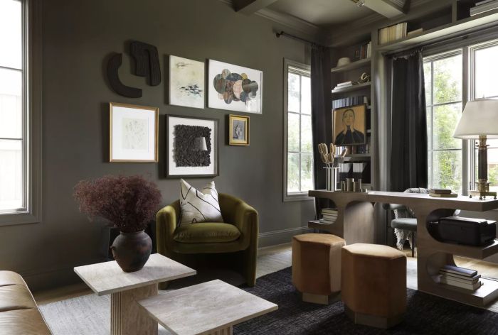 A room with a dark, atmospheric ambiance