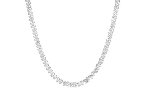 Zales 2 ct. Diamond Duos Cascading Tennis-Style Necklace in Sterling Silver