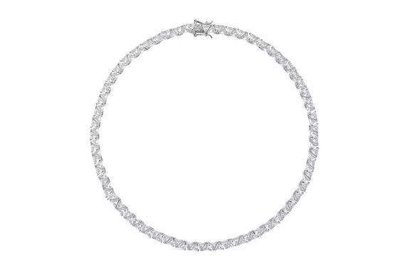 Dorsey Theodora Double Trillion Lab-Grown White Sapphire Silver Rivière Necklace