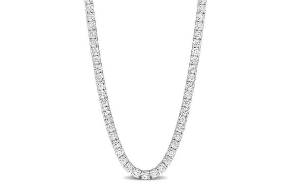 Helzberg Diamonds Moissanite Tennis Necklace in Sterling Silver