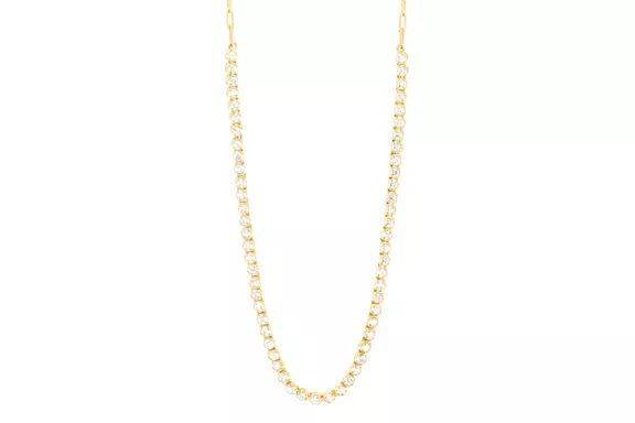 Stone and Strand Drop Shot Diamond Tennis Necklace