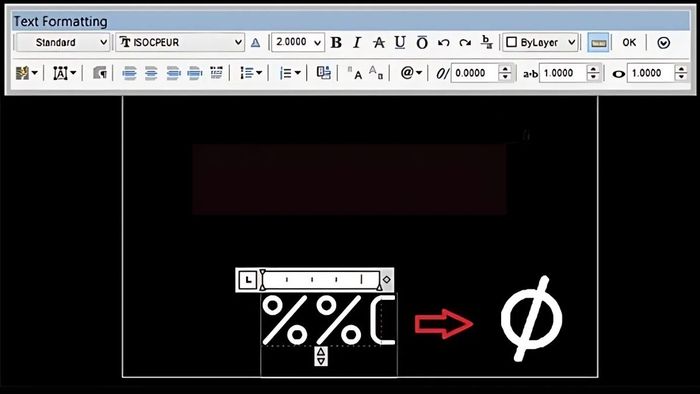 Cách tạo ký hiệu phi trong CAD