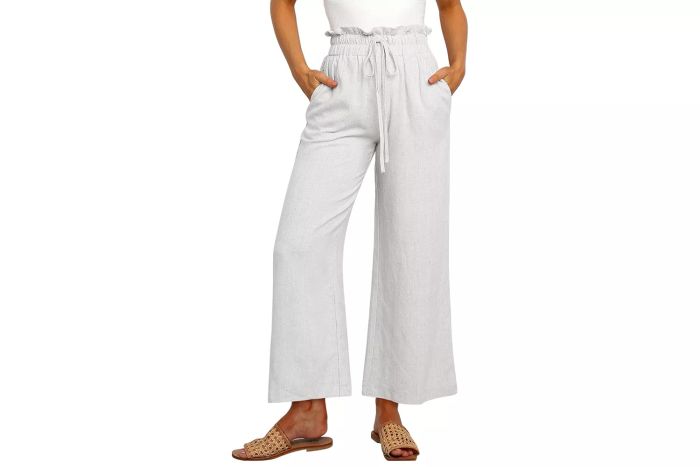ANRABESS Linen Pants White