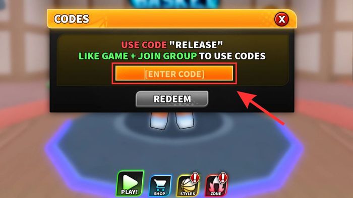 Hướng dẫn nhập code Kuroku's Basket Showdown - bước 2