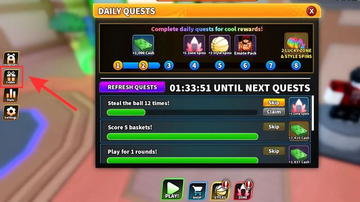 Hướng dẫn nhập code Kuroku's Basket Showdown - bước 1